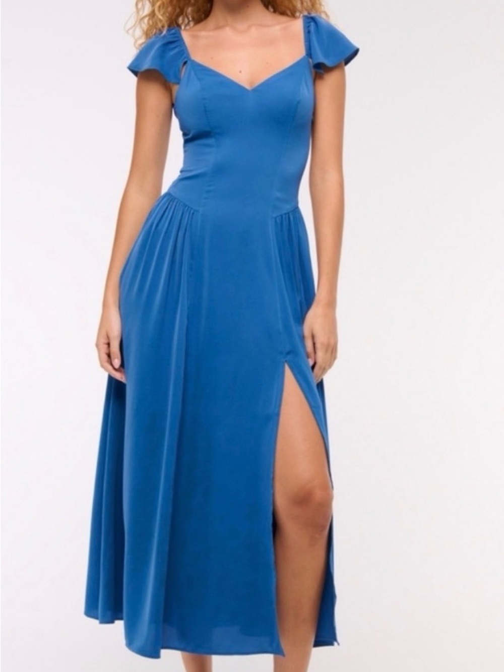 Abercrombie & Fitch Royal Blue Midi Dress with Cap Sleeves